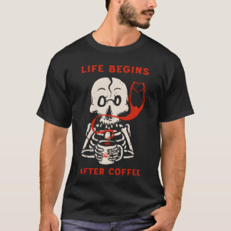T-shirt La vie commence après le café drôle