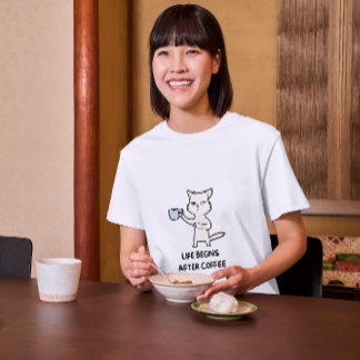 T-shirt La vie commence après le chat café
