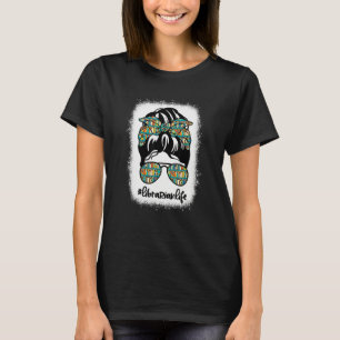 T-shirt La vie de bibliothécaire chignon désordonné léopar