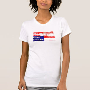 T-shirt La vie de collier bleu de déchets blancs de plouc