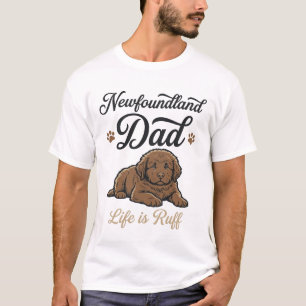 T-shirt La vie de papa Terre-Neuve est rude vintage chien