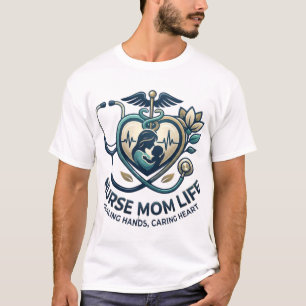 T-shirt La vie d'infirmière maman Mains guérisseuses Cœur