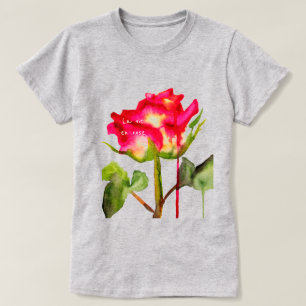 T-shirt La Vie En Rose slogan Tea Rose aquarelle art