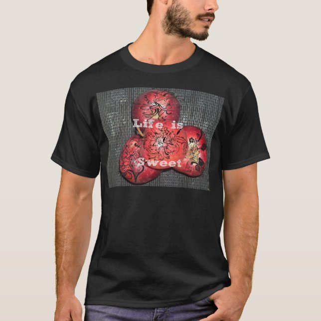 T-shirt La vie est douce Jolie pomme rouge design (Devant)