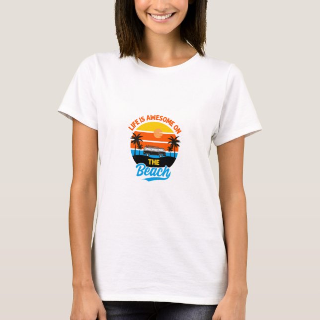 T-shirt La Vie Est Magnifique Sur La Plage Palm Trees Beac (Devant)