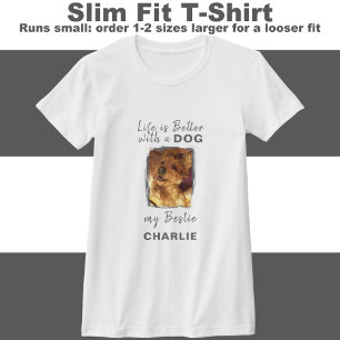 T-shirt La vie est meilleur chien photo nom gris