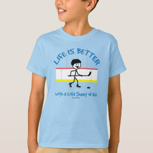 T-shirt La vie est meilleur joueur de hockey sur caricatur