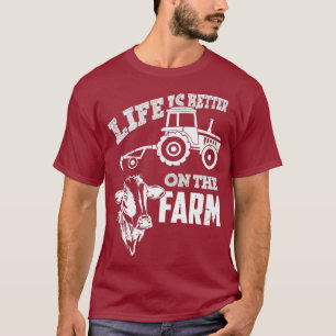 T-shirt La Vie Est Meilleure À La Ferme I Cow Farmer Tract