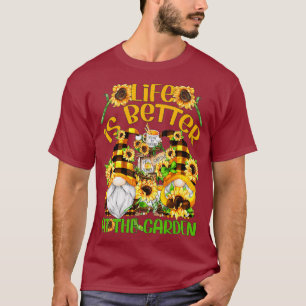 T-shirt La Vie Est Meilleure Au Jardin Bonjour Gnomes Été