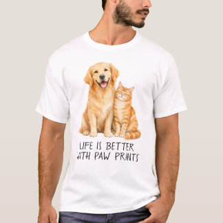 T-shirt La vie est meilleure avec des empreintes de pattes