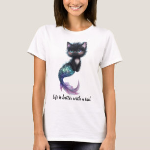 T-shirt La vie est meilleure avec une queue. Chat avec que
