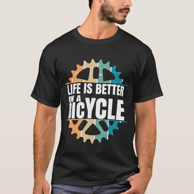 T-shirt La vie est meilleure sur un vélo, vélo (Devant)
