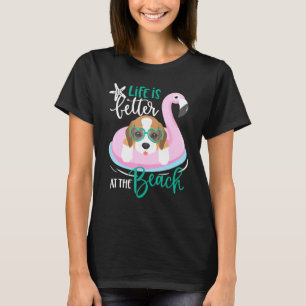 T-shirt La Vie Est Mieux À La Plage Chien Vacances Été Êtr