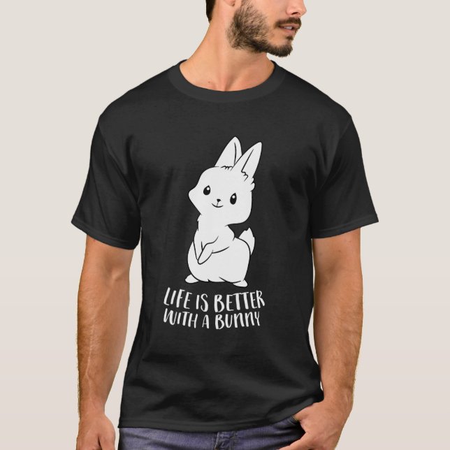T-shirt La Vie Est Mieux Avec Un Lapin Mignonne Lapin Amou (Devant)
