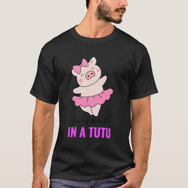 T-shirt La Vie Est Mieux Dans Un Tutu Ballerina Cadeaux Ba (Devant)
