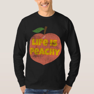 T-shirt La Vie Est Peaché Style Rétro Distressé Fruit Drôl