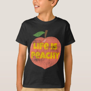 T-shirt La Vie Est Peaché Style Rétro Distressé Fruit Drôl