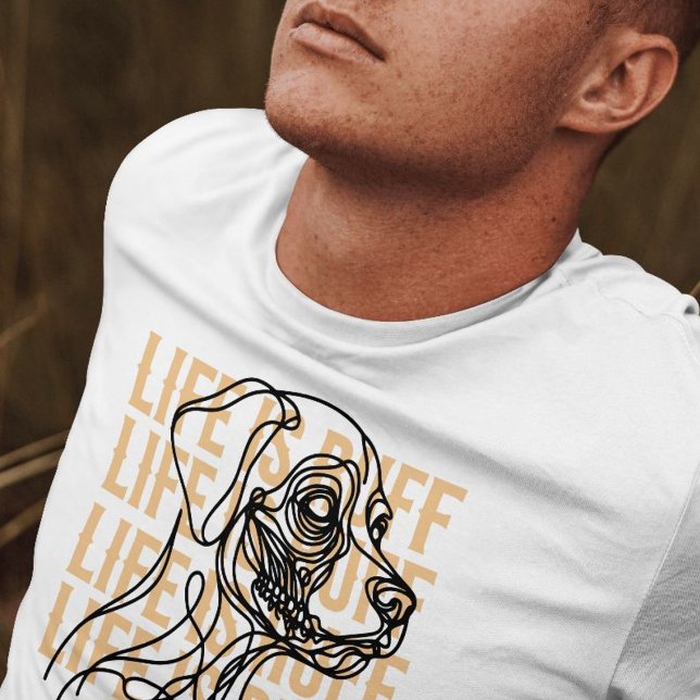 T-shirt La vie est Ruff Minimal Chig Line Art (Life is Ruff Minimal Dog Line Art T-Shirt)
