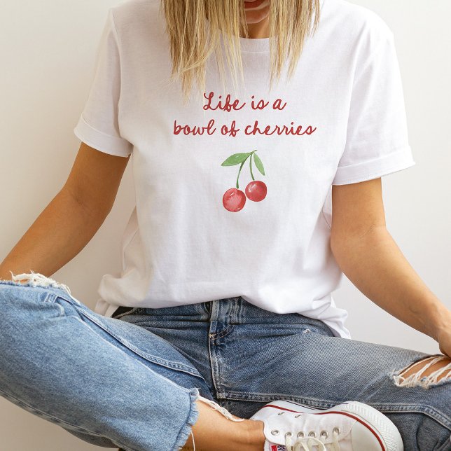T-shirt La vie est un bol de cerises | Script rétro rouge  (Créateur téléchargé)