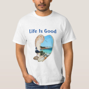 T-shirt La Vie Est Une Belle Scène De Plage À Shell,