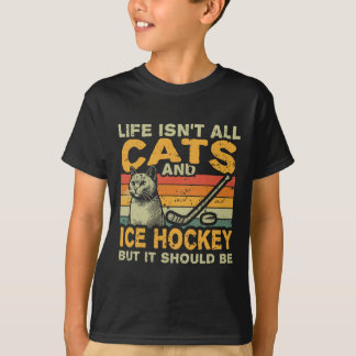 T-shirt La vie rétro n'est pas que chats et hockey sur gla