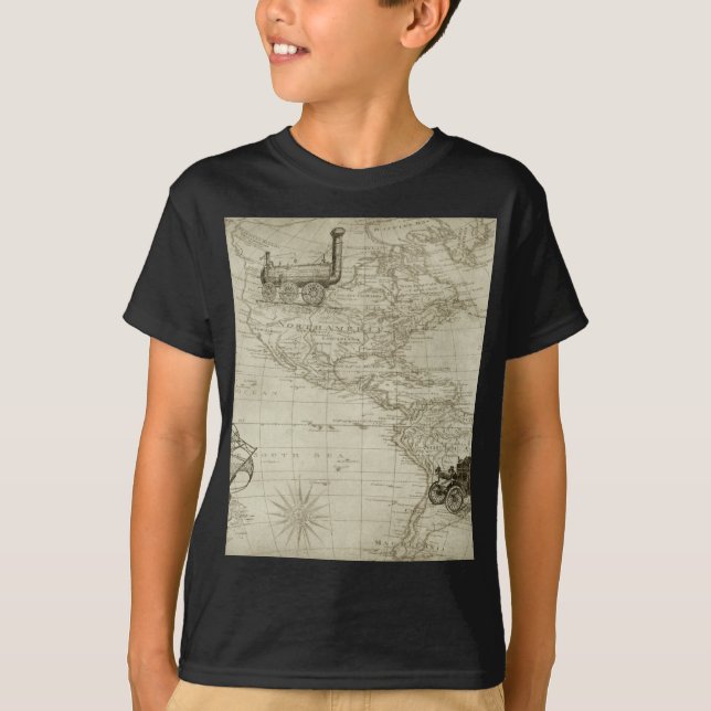 T-shirt La vieille Amérique britannique Explorez la carte  (Devant)