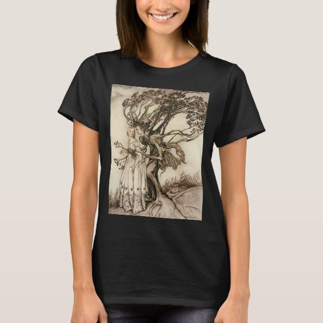 T-shirt La vieille femme dans le bois par Arthur Rackham (Devant)