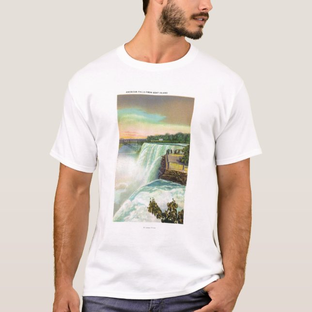 T-shirt La vue de l'Américain tombe de l'île de chèvre (Devant)
