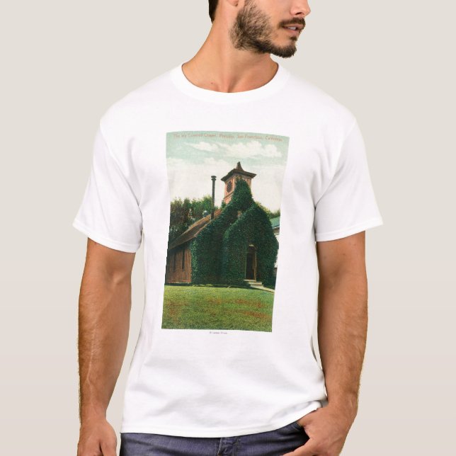 T-shirt La vue extérieure du lierre a couvert la chapelle, (Devant)
