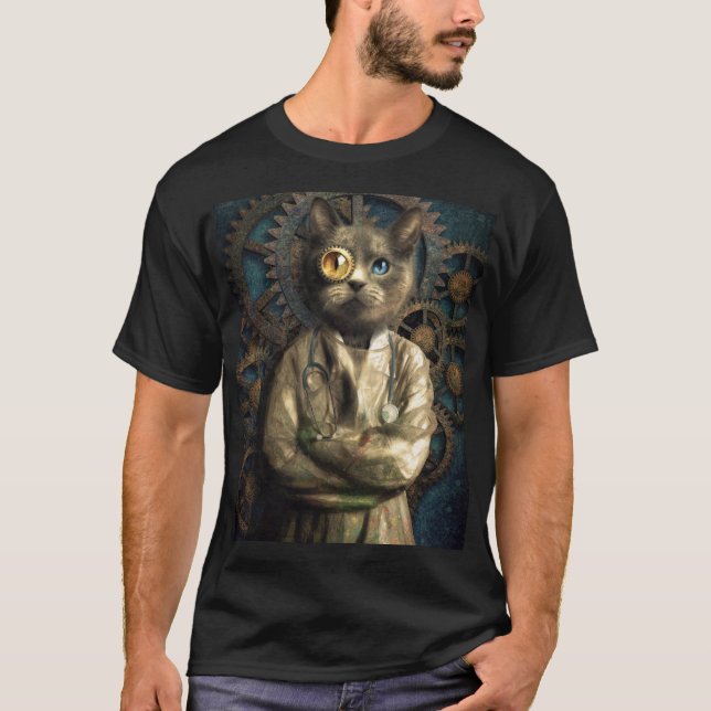 T-shirt Lab Cat Steampunk (Devant)