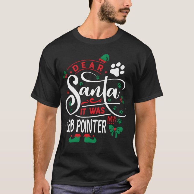 T-shirt Lab Pointer Chien de Noël Chien de race rétro rétr (Devant)