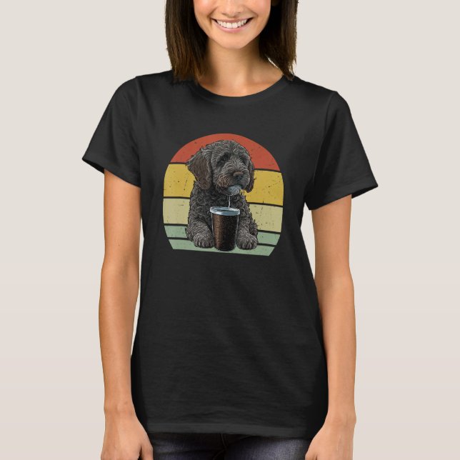 T-shirt Labradoodle Drinking Coffee  Labradoodle Dog And C (Devant)