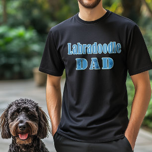T-shirt Labradoodle Papa Blue Typographie Empreintes de pa