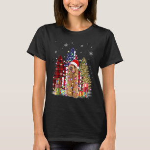 T-shirt Labradoodle Santa Hat Light Buffalo Plaid Leopard