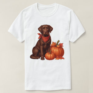 T-shirt Labrador au chocolat avec Bandana rouge par Citrou