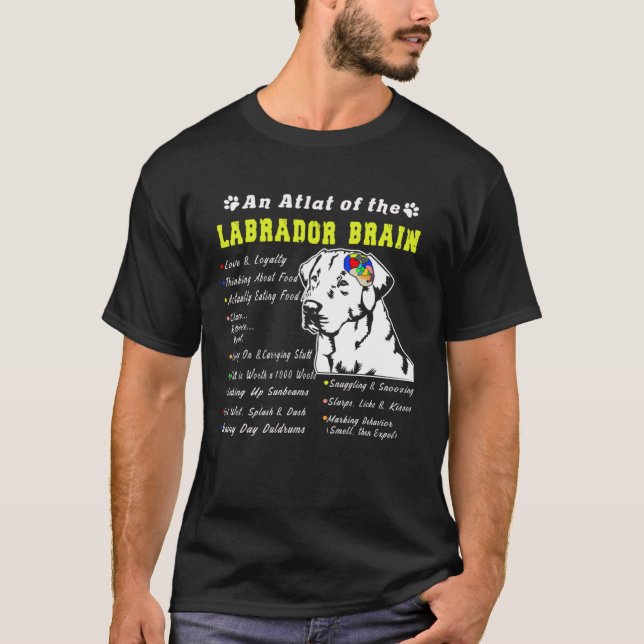 T-shirt Labrador Brain Black Yellow Chocolate Lab (Devant)
