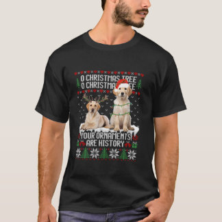 T-shirt Labrador Chien Noël Lumières arbre de Noël Amoureu