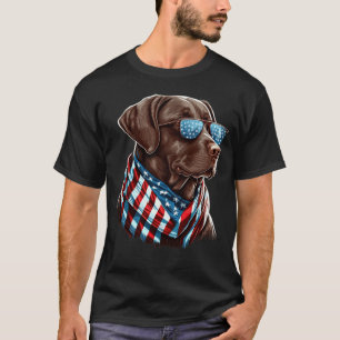 T-shirt Labrador Chocolat Patriotic USA Fière