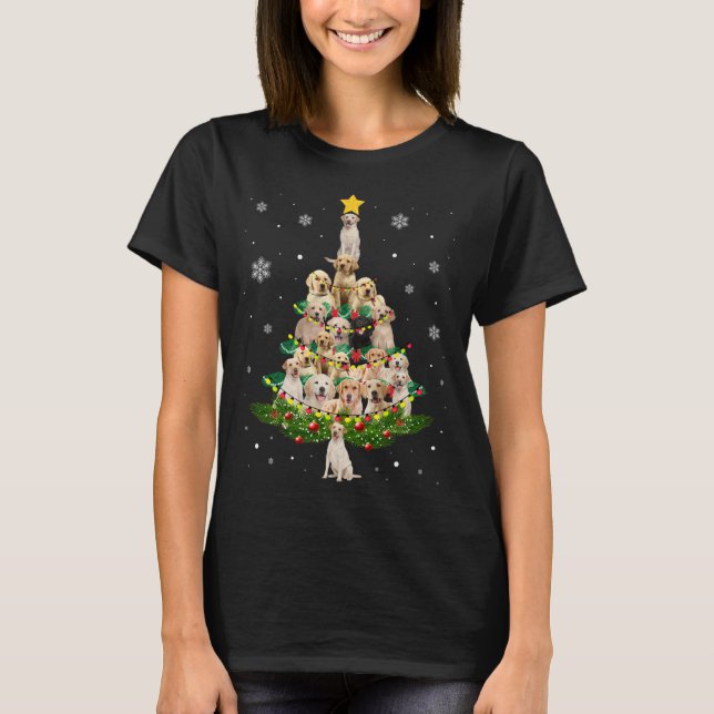 T-shirt Labrador Christmas Tree Labrador Santa Hat Lumière (Devant)