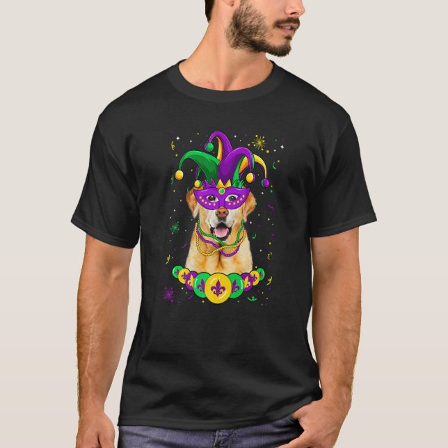T-shirt Labrador Dog Lover Mardi Gras Carnival Funny Mask  (Devant)