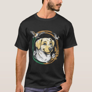T-shirt Labrador jaune avec hérissons et oiseaux
