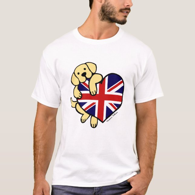 T-shirt Labrador jaune et bande dessinée du coeur 2 de (Devant)