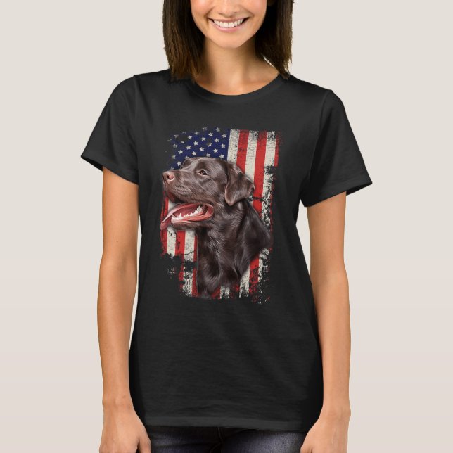 T-shirt Labrador Labs Drapeau américain patriotique 4 juil (Devant)