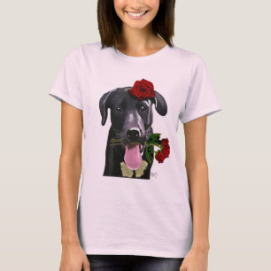 T-shirt Labrador noir avec les roses 2