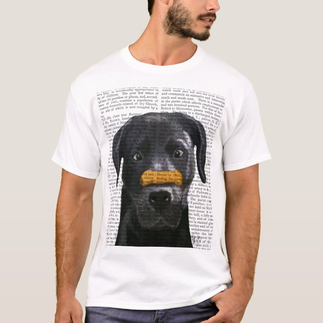 T-shirt Labrador noir avec os sur le nez (Devant)