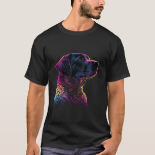 T-shirt Labrador noir esthétique vintage Synthwave des ann
