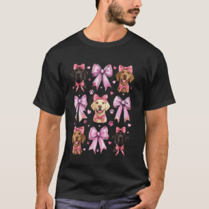 T-shirt Labrador Retriever Chien Maman Rose Ruban Nœud Coq