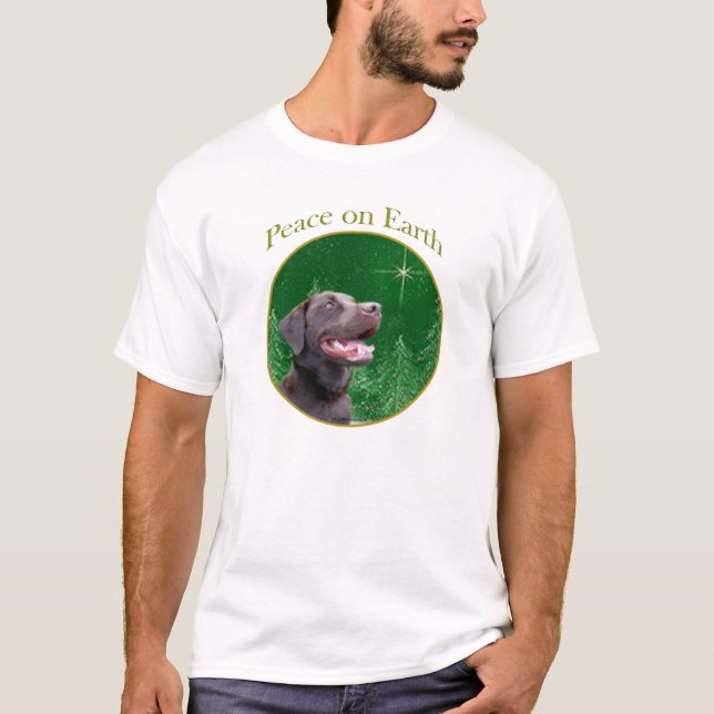 T-shirt Labrador Retriever (choc) Peace (Devant)