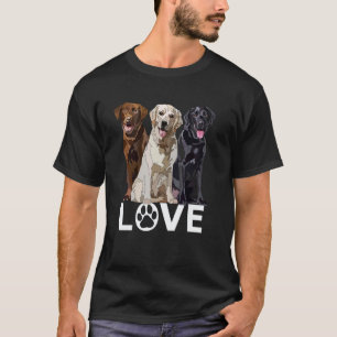 T-shirt Labrador Retriever Chocolat Noir Jaune Amour
