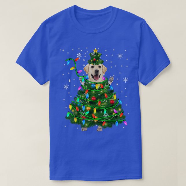 T-shirt Labrador Retriever Christmas Tree Xmas Lights Chie (Design devant)